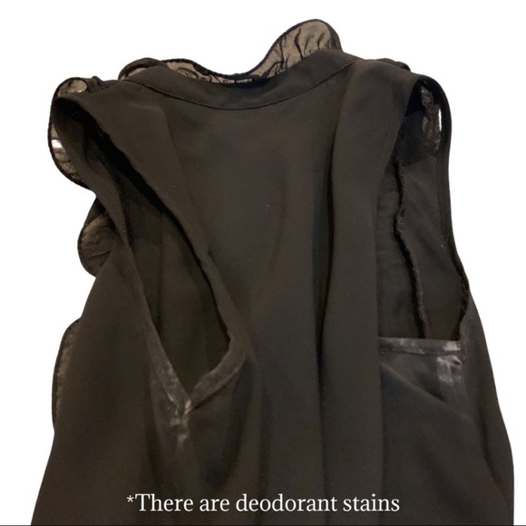 Arden B Sleeveless Ruffle button Down Tunic Top
Size: XS
Color: Black - Picture 6 of 9